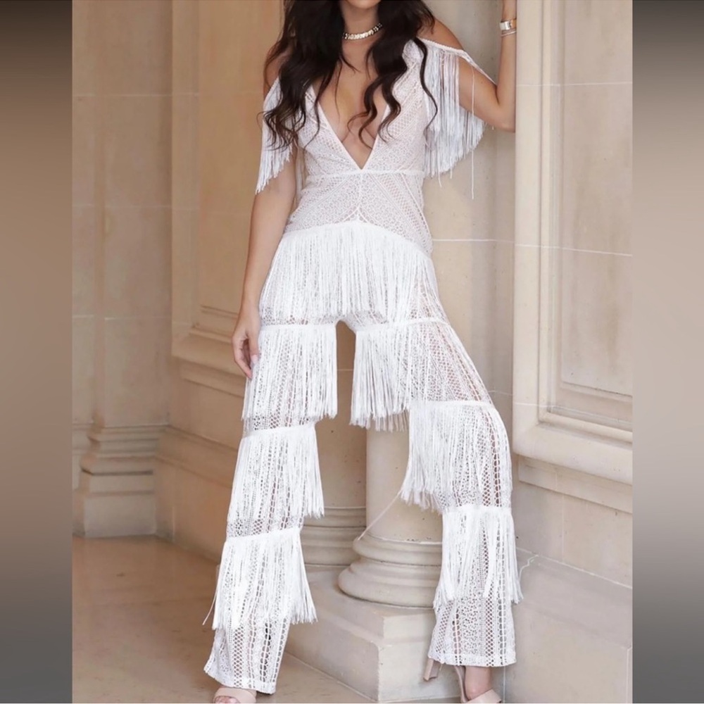 Fashion Nova White Lace Jumpsuit